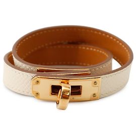 Hermès Pulseira Kelly Double Tour Hermes em Craie Pink Outro