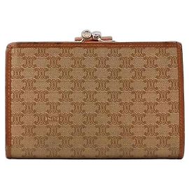 Céline Celine Triomphe Canvas Bi-Fold Wallet Brown Beige