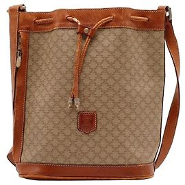 Céline Celine Borsa a Secchiello Tela Monogrammata e Pelle Marrone Monogramma