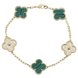 Pulseira charm Vintage Alhambra Van Cleef & Arpels Dourado Outro Verde