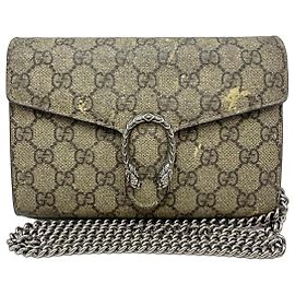 Gucci Dionysus GG Supreme Chain Wallet Grau Monogramm