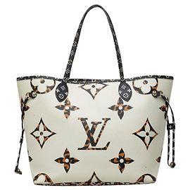 Sac cabas Louis Vuitton Monogram Jungle Neverfull MM Multicolore Écru Camel