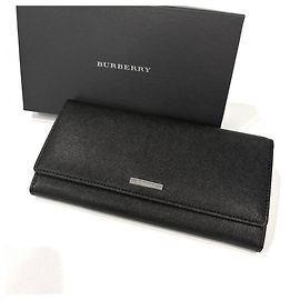 Burberry Nova Check Leder-Langgeldbörse Braun Schwarz