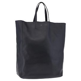 Céline CELINE Vertical Cabas Mall Handtasche aus Leder Schwarz Gold Authentisch 191085 Schwarz Golden