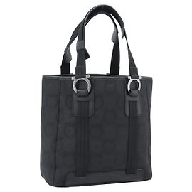 Bolsa Salvatore Ferragamo Gancini em lona preto e prata Auth ka5438 Preto Prata