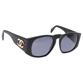 CHANEL Sunglasses Plastic Black Gold CC Auth bs36338 Black Golden