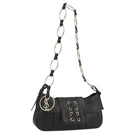 Bolsa de Ombro com Corrente SAINT LAURENT em Couro Marrom e Tom Dourado 138957 Auth yk20663SAM Marrom Outro