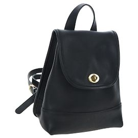 Coach Backpack Leather Black Gold Auth am12121A Black Golden