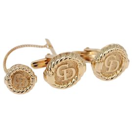 Christian Dior Cuffs & Lapel Pin Set Metal Gold Tone Auth BA14246 Other