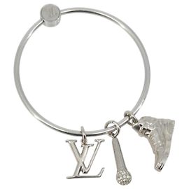 LOUIS VUITTON Chaveiro Round Charm Metal Prata M68854 LV Auth ar14134M Prata