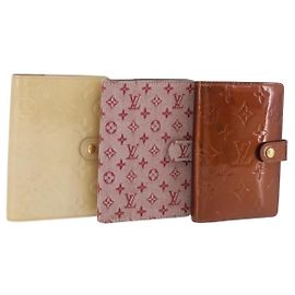 LOUIS VUITTON Vernis Monogram Mini Agenda PM Day Planner Cover 3 Set Auth fm5421 Roja Beige Monograma