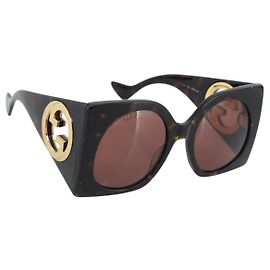Occhiali da sole GUCCI in plastica nero e oro Auth bs36341 Nero D'oro