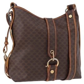 Céline Bolso de hombro CELINE Macadam Canvas PVC Cuero Marrón Oro Auth 193107 Castaño Dorado