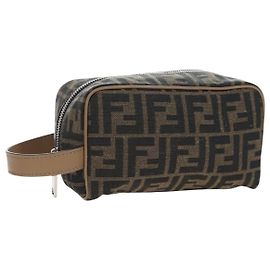 FENDI Zucca Canvas Clutch Tasche Schwarz Braun Authentisch am12138V Braun Schwarz