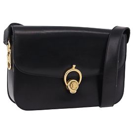 Céline Borsa a Spalla CELINE in Pelle Nera con Dettagli Oro Auth 193103 Nero D'oro