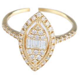 Autre Marque Unsignierter 18k GELBGOLD-RING mit Diamanten Weiß