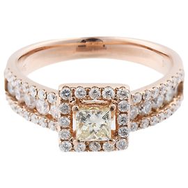 Autre Marque Unsignierter 18k ROSA GOLD Ring mit Diamanten, Größe 52 EU Weiß