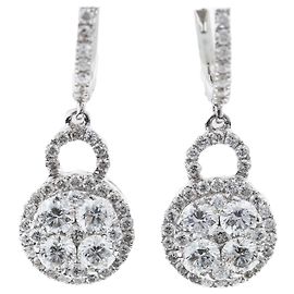 Autre Marque Non Signe / Unsigned Diamond Earrings K18WG 3.2 g D1.7 White