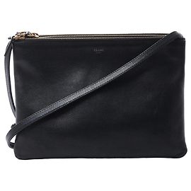 Céline Borsa a tracolla Trio Large in pelle nera Celine Grigio