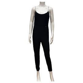 Chanel Black Viscose Jumpsuit with CC Logo Button Black