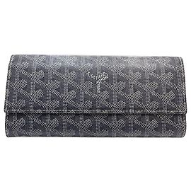 Goyard Gray Leather Long Wallet Brown