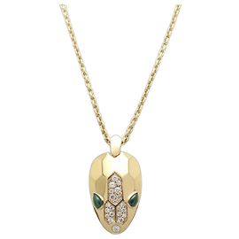 Bulgari Colar Serpenti da Bvlgari em ouro rosa com malaquita e diamantes Rosa