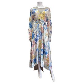 Vêtements Kleid mit Blumenprint Pink Weiß Blau Grün Grau Gelb