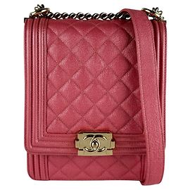 Bolsa de Ombro Chanel Boy em Ouro Rosa Brilhante Rosa