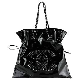 Borsa a tracolla Chanel in pelle vernice Nero