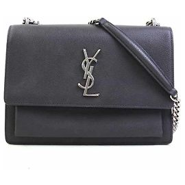 Bolsa de ombro em couro cinza Saint Laurent Marrom
