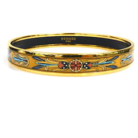 Hermès Bracelet jonc en émail multicolore doré Hermes Multicolore Doré