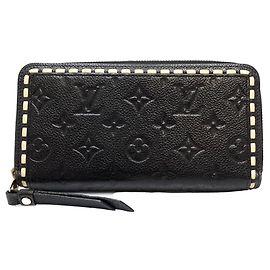 Louis Vuitton Monogram Empreinte Stitch Long Wallet Black Beige