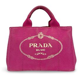 Prada Canapa Pink Cloth Handbag Pink