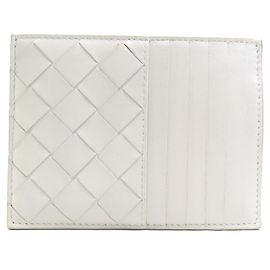 Bottega Veneta Off-White Intrecciato Leather Card Case Eggshell
