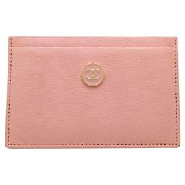 Tarjetero de piel de becerro granulada rosa Chanel Rosa