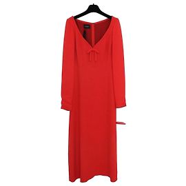 Giambattista Valli Langes Rotes Kleid mit Schleife Rot