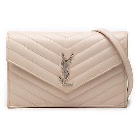 Borsa a Spalla Saint Laurent Cassandra Logo YSL Beige