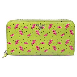 Prada Green Saffiano Leather Long Wallet Green