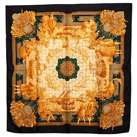 Hermès Sciarpa Hermes Carre 90 Azulejos Marrone Nero