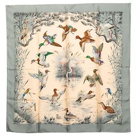 Hermès Sciarpa Hermes Carre 90 Halte en Camargue Marrone Crudo