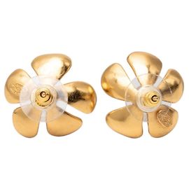 Chanel Coco Mark Blumenmotiv Stecker-Ohrringe Golden