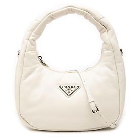 Prada Triangle Logo Plate Handbag White