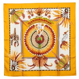 Hermès Lenço Hermes Carre 90 Brazil Branco Amarelo