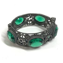 Bracelet jonc Gucci vert et argent Argenté Vert