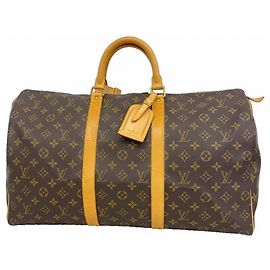 Borsa Louis Vuitton Boston Monogram Keepall 50 Marrone