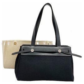 Hermès Hermes Herbag Cabas MM Toile Officier Black Tote Bag Black