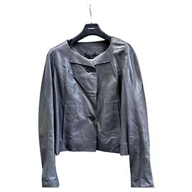 Chloé Grey Lambskin Leather Short Jacket Grey