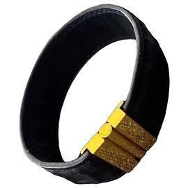 Hermès Pulseira de couro preto com fivela dourada Preto Dourado