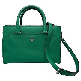 MCM Elda Bolso de Mano en Cuero Saffiano - Verde Verde