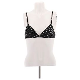 Saint Laurent Brassière noire à pois blancs Black